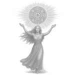 Frau tanzend in der JahreskreisMagie, symbolisiert die Luft Rituale im Tanz der Elemente, Jahreskompass