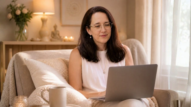 Kerstin Ackermann am Laptop beim InnerLight Reading, ein ganz spezieller Raum öffnet sich